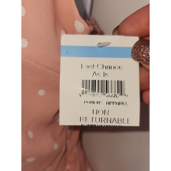 VICI Polka Dot Pleated Midi Sundress Pink White Women’s Size Medium - Picture 6 of 11